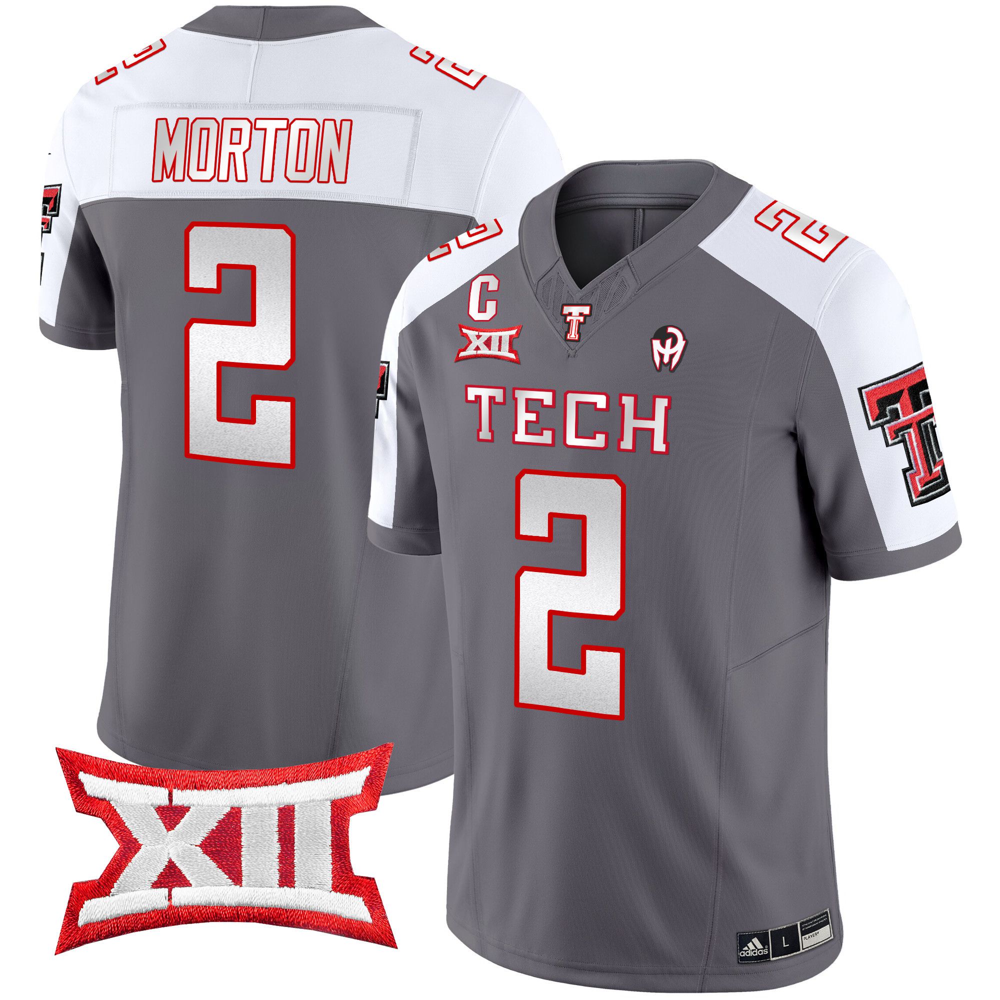 Men Texas Tech Red Raiders #2 Morton Grey 2024 Patrick Mahomes Symbol Vapor Limited NCAA Jersey style 1